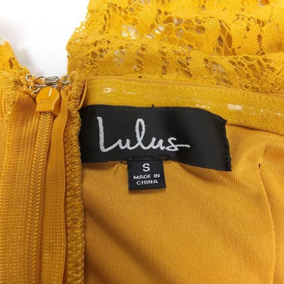 NEW Lulus Jaclyn Golden Yellow Lace Off the Shoulder Midi Dress Ruffled Small - Picture 2 of 10
